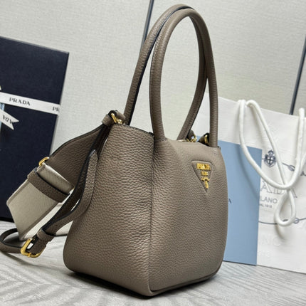 PRADA 25S SMALL BAG 23 IN TAUPE CALFSKIN GOLD HARDWRE