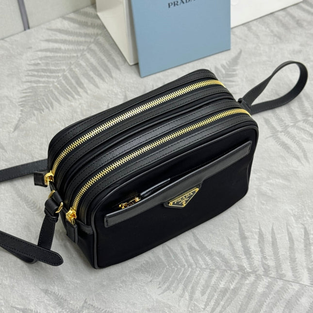 PRADA 25S RE-EDITION 1978 MINI 21 IN BLACK NYLON AND SAFFIANO CALFSKIN