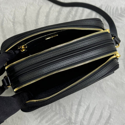 PRADA 25S RE-EDITION 1978 MINI 21 IN BLACK NYLON AND SAFFIANO CALFSKIN