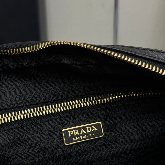 PRADA 25S RE-EDITION 1978 MINI 21 IN BLACK NYLON AND SAFFIANO CALFSKIN