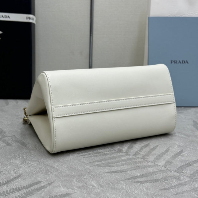 PRADA 25S ENCHAINE MINI BAG 22 IN WHITE CALFSKIN GOLD HARDWRE