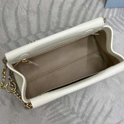 PRADA 25S ENCHAINE MINI BAG 22 IN WHITE CALFSKIN GOLD HARDWRE