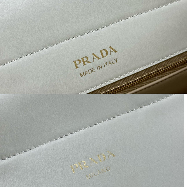PRADA 25S ENCHAINE MINI BAG 22 IN WHITE CALFSKIN GOLD HARDWRE