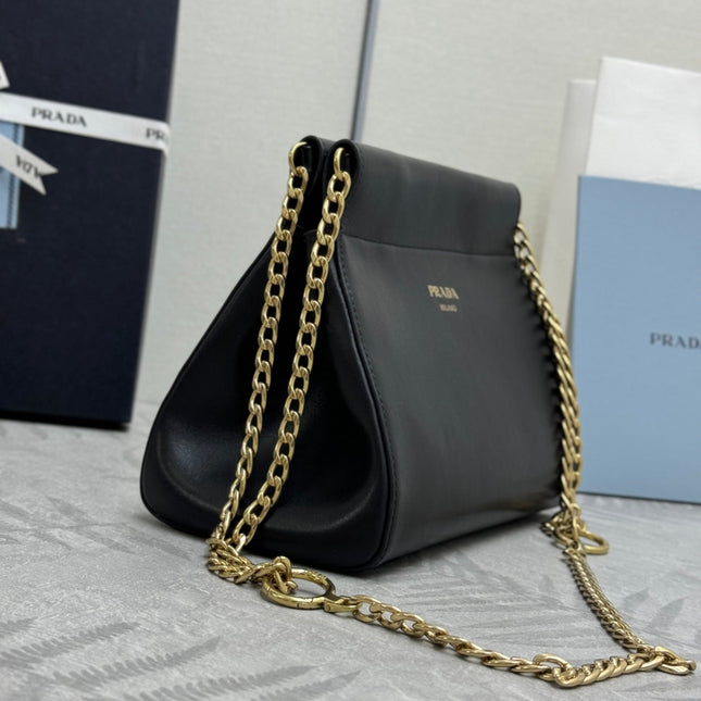 PRADA 25S ENCHAINE MINI BAG 22 IN BLACK CALFSKIN GOLD HARDWRE