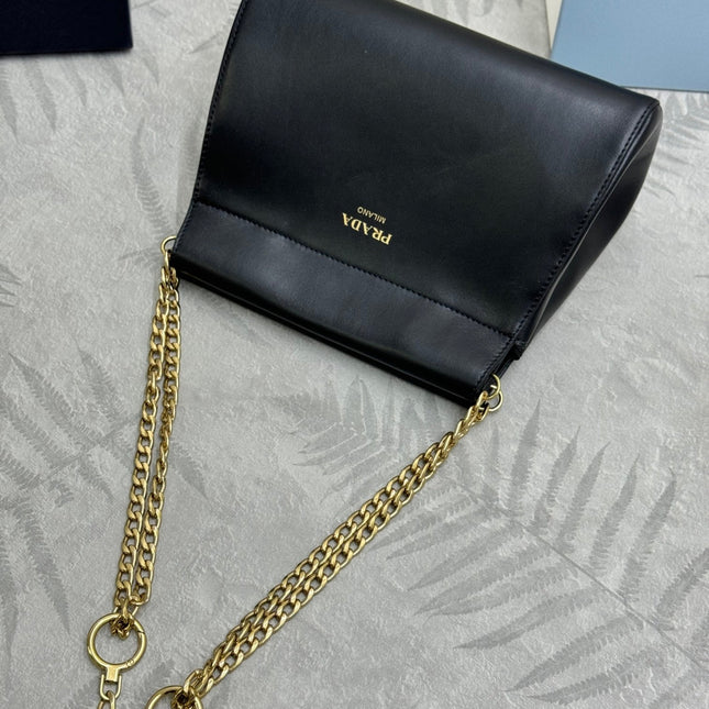 PRADA 25S ENCHAINE MINI BAG 22 IN BLACK CALFSKIN GOLD HARDWRE