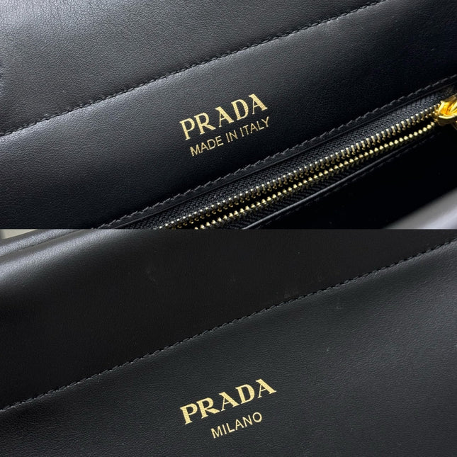 PRADA 25S ENCHAINE MINI BAG 22 IN BLACK CALFSKIN GOLD HARDWRE