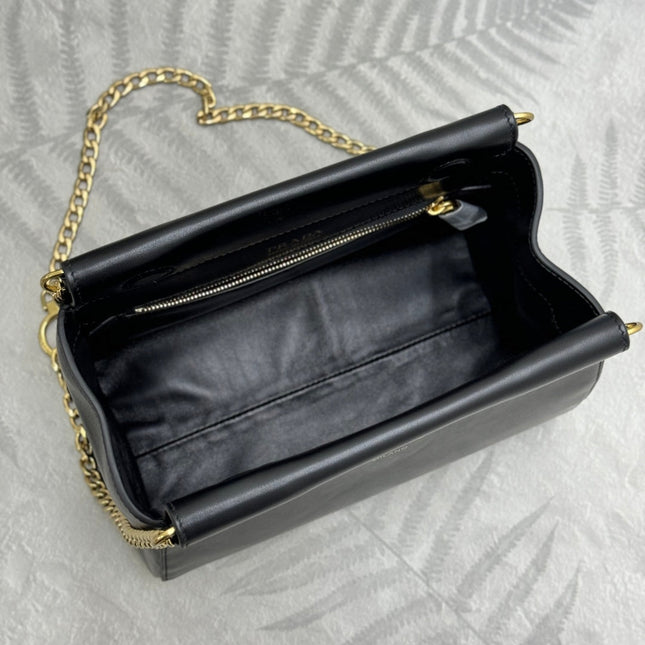 PRADA 25S ENCHAINE MINI BAG 22 IN BLACK CALFSKIN GOLD HARDWRE