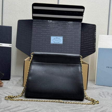 PRADA 25S ENCHAINE MINI BAG 22 IN BLACK CALFSKIN GOLD HARDWRE