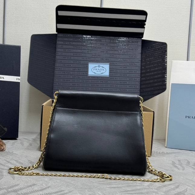 PRADA 25S ENCHAINE MINI BAG 22 IN BLACK CALFSKIN GOLD HARDWRE
