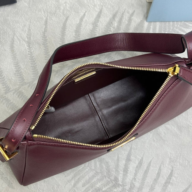 PRADA 25S AIMEE MEDIUM SHOULDER BAG 31 IN BURGUNDY CALFSKIN
