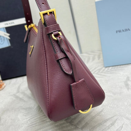 PRADA 25S AIMEE MEDIUM SHOULDER BAG 31 IN BURGUNDY CALFSKIN