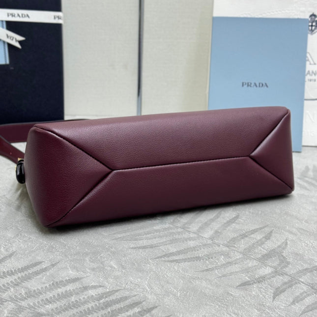 PRADA 25S AIMEE MEDIUM SHOULDER BAG 31 IN BURGUNDY CALFSKIN