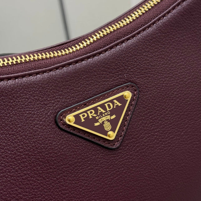 PRADA 25S AIMEE MEDIUM SHOULDER BAG 31 IN BURGUNDY CALFSKIN