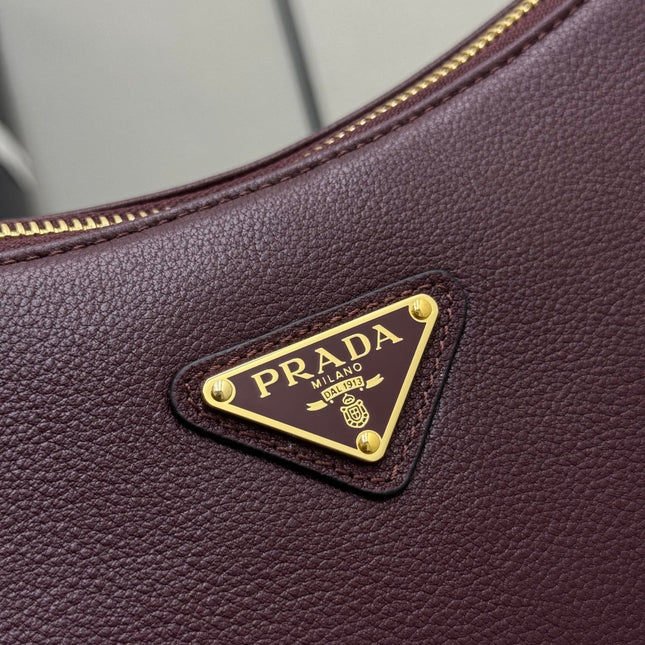 PRADA 25S AIMEE MEDIUM SHOULDER BAG 39 IN BURGUNDY CALFSKIN