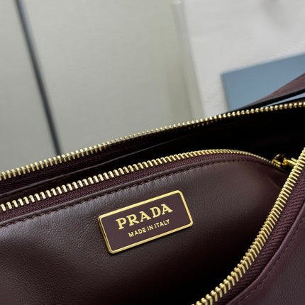 PRADA 25S AIMEE MEDIUM SHOULDER BAG 39 IN BURGUNDY CALFSKIN