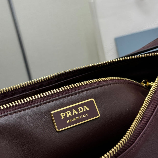 PRADA 25S AIMEE MEDIUM SHOULDER BAG 39 IN BURGUNDY CALFSKIN