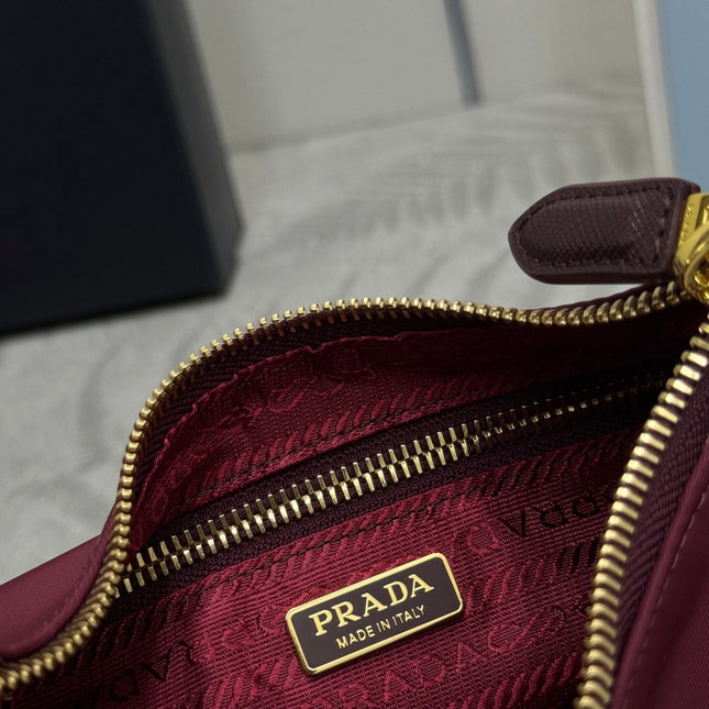 PRADA 25S RE-EDITION 2005 MINI BAG 22 IN BURGUNDY RE-NYLON AND SAFFIANO