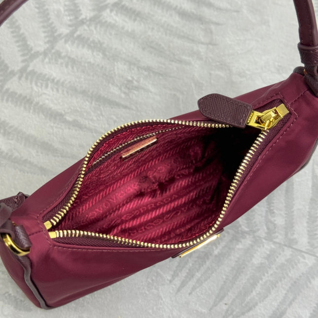 PRADA 25S RE-EDITION 2005 MINI BAG 22 IN BURGUNDY RE-NYLON AND SAFFIANO