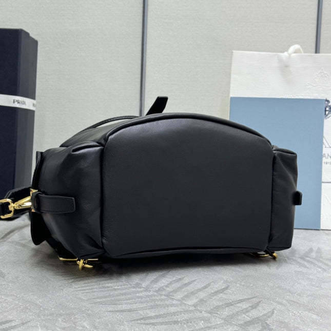 PRADA 25S EXPLORE MEDIUM BACKPACK 29 IN BLACK CALFSKIN GOLD HARDWRE