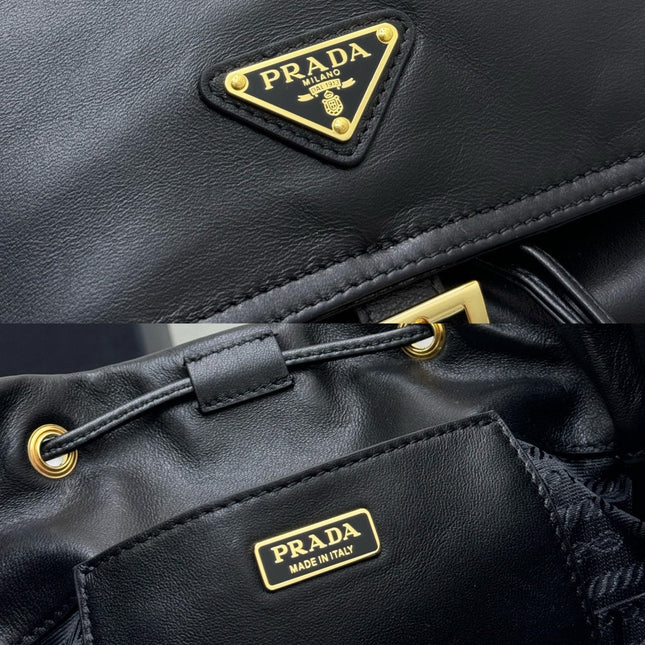 PRADA 25S EXPLORE MEDIUM BACKPACK 29 IN BLACK CALFSKIN GOLD HARDWRE