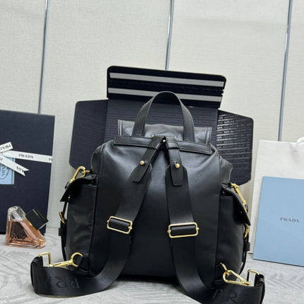 PRADA 25S EXPLORE MEDIUM BACKPACK 29 IN BLACK CALFSKIN GOLD HARDWRE