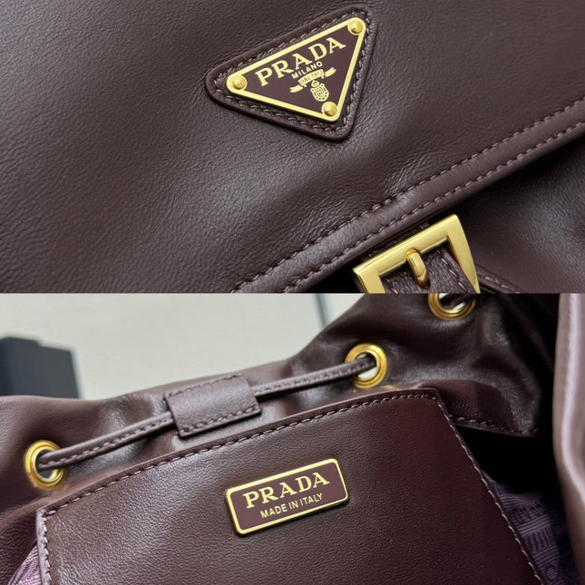 PRADA 25S EXPLORE MEDIUM BACKPACK 29 IN SIENNA CALFSKIN GOLD HARDWRE