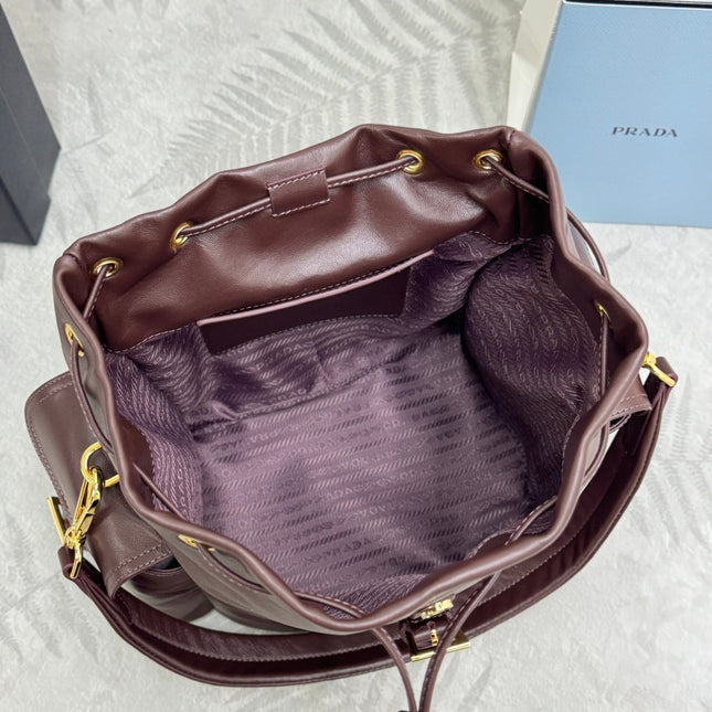 PRADA 25S EXPLORE MEDIUM BACKPACK 29 IN SIENNA CALFSKIN GOLD HARDWRE