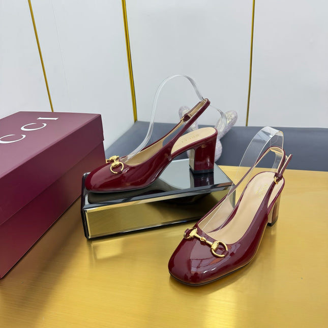 GG HIGH HEELS 65 IN RED GLOSSY LEATHER WITH GOLD HARDWARE