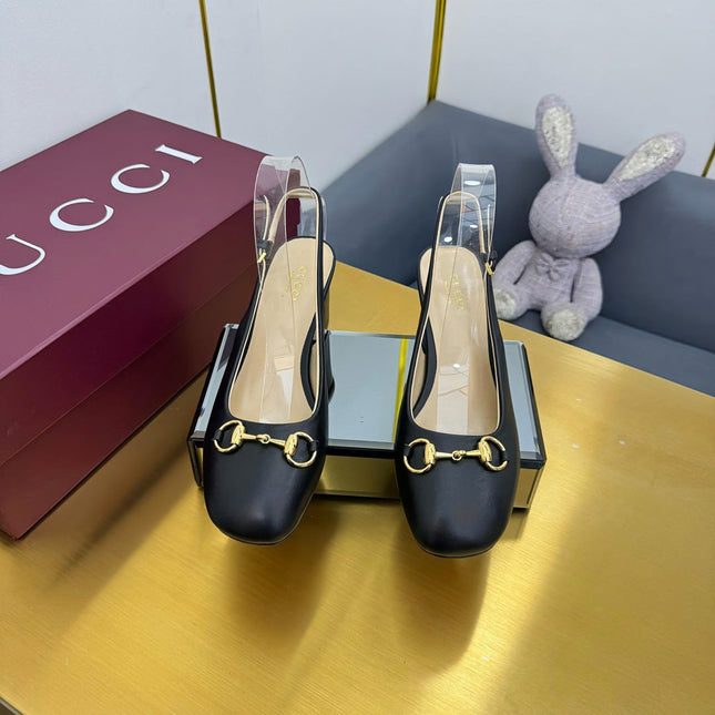 GG HIGH HEELS 65 IN BLACK LAMBSKIN WITH GOLD HARDWARE