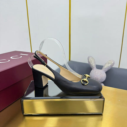 GG HIGH HEELS 65 IN BLACK LAMBSKIN WITH GOLD HARDWARE