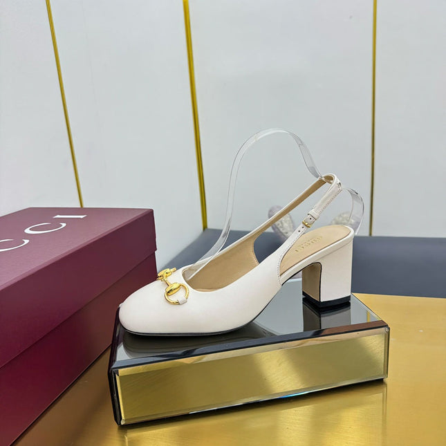 GG HIGH HEELS 65 IN CREAM WHITE LAMBSKIN WITH GOLD HARDWARE