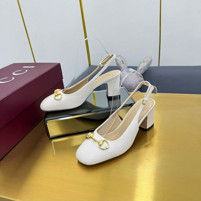 GG HIGH HEELS 65 IN CREAM WHITE LAMBSKIN WITH GOLD HARDWARE