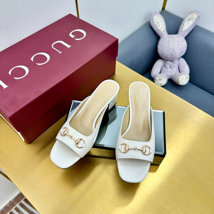 GG HIGH HEELS 65 IN CREAM WHITE CALFSKIN WITH GOLD HARDWARE