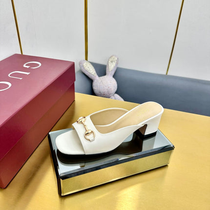 GG HIGH HEELS 65 IN CREAM WHITE CALFSKIN WITH GOLD HARDWARE