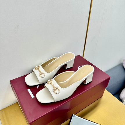 GG HIGH HEELS 65 IN CREAM WHITE CALFSKIN WITH GOLD HARDWARE