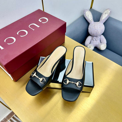 GG HIGH HEELS 65 IN BLACK CALFSKIN WITH GOLD HARDWARE