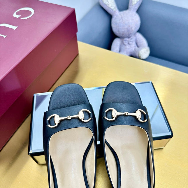 GG HIGH HEELS 65 IN BLACK CALFSKIN WITH GOLD HARDWARE