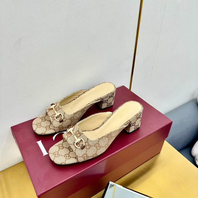 GG HIGH HEELS 65 IN BEIGE FABRIC WITH GOLD HARDWARE