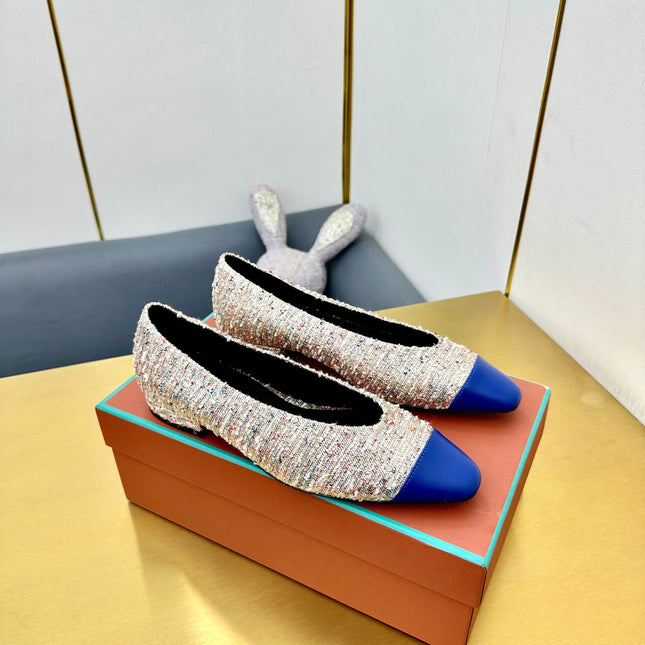 BALLET IN MULTICOLOR TWEED MIX BLUE LAMBSKIN