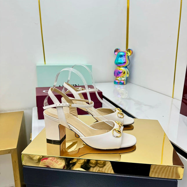 GG HEELED SANDALS 25S 65 MM IN CREAM WHITE LAMBSKIN WITH GOLD HARDWARE