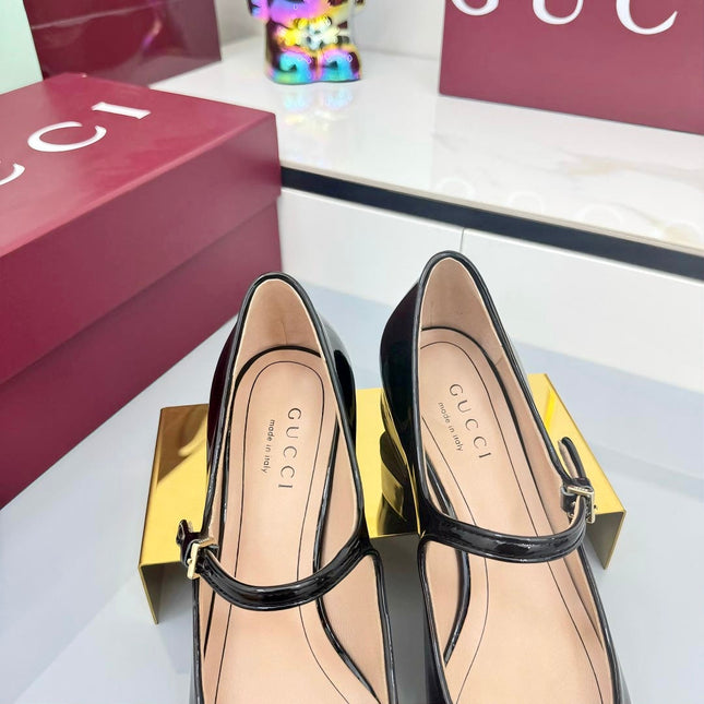 GG MARY JANE 25S IN BLACK LAMBSKIN WITH BOW