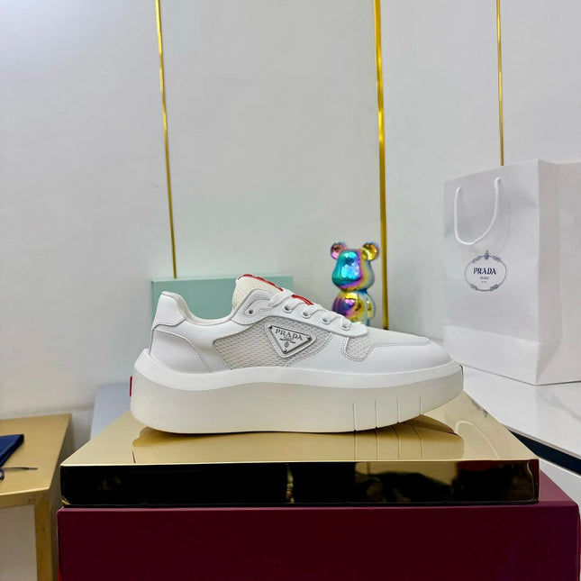 PRADA 25S SNEAKERS IN WHITE CALFSKIN
