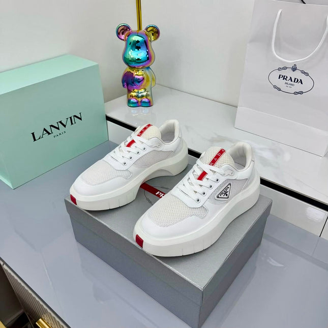 PRADA 25S SNEAKERS IN WHITE CALFSKIN