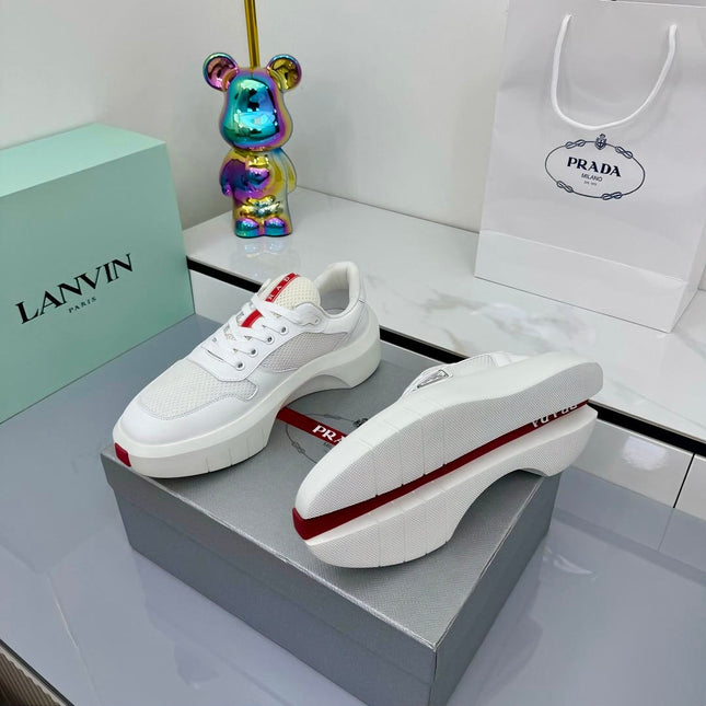 PRADA 25S SNEAKERS IN WHITE CALFSKIN
