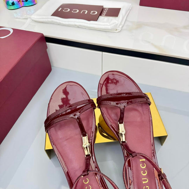 GG THONG SANDALS 25S IN RED LAMBSKIN WITH GOLD HARDWARE