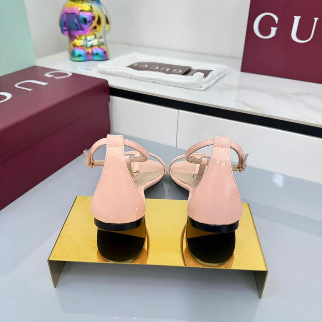 GG THONG SANDALS 25S IN LIGHT PINK LAMBSKIN WITH GOLD HARDWARE