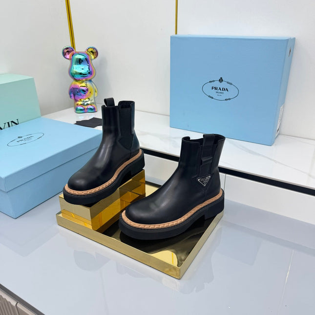 PRADA 25S CHELSEA BOOTS 50MM IN BLACK CALFSKIN