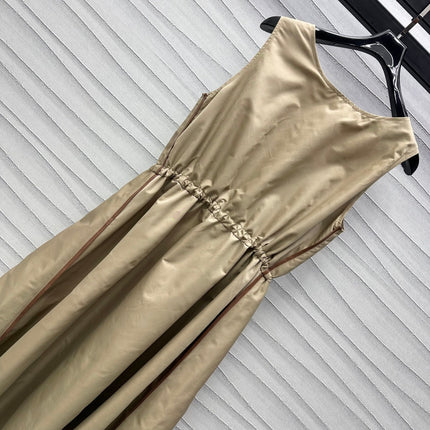 Miu Sleeveless Technical Nylon Beige Dress