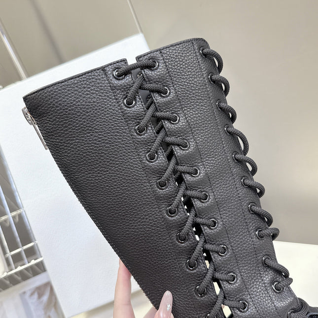 DIOR 25S D-ROAD BOOT IN BLACK GRAINED CALFSKIN