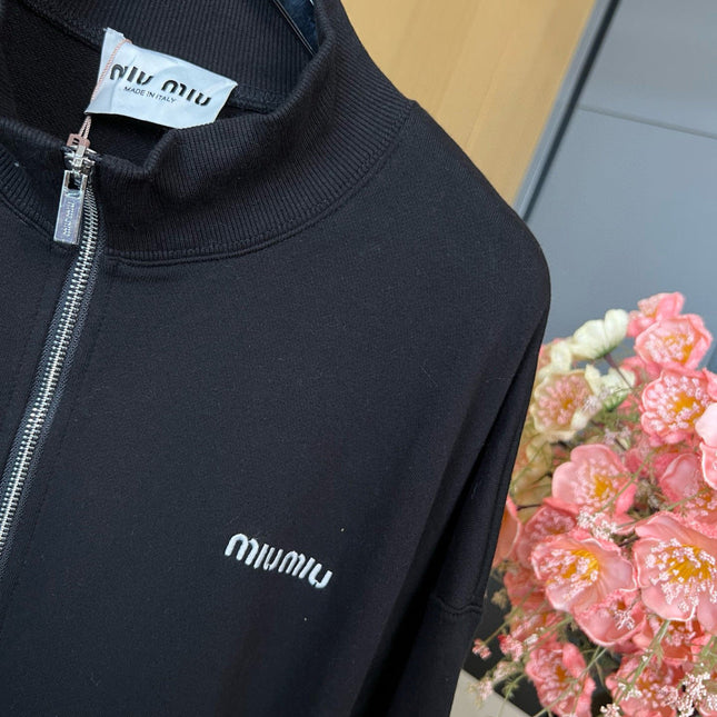 MIUMIU COTTON ZIP-UP SWEATSHIRT STYLE 348